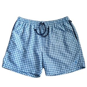 Original Penguin Men's Blue Check‎ 6 Inch Swim Shorts Swim Trunks Sz. L